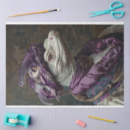 White Reptile in Royalty Attion Decoupage Seidenpapier (Basteln)
