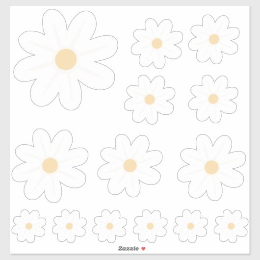 White Retro Daisy Aufkleber (Blatt)