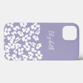 White Retro Dogwood Blume Individuelle Name Case-Mate iPhone Hülle (Rückseite (Horizontal))