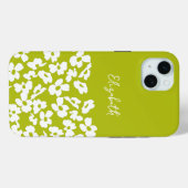White Retro Dogwood Flowers Custom Name     Case-Mate iPhone Hülle (Rückseite (Horizontal))