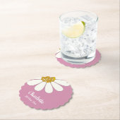 White Retro Modern Daisy Blume Individuelle Name Untersetzer (Vor Ort)