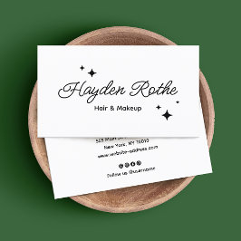 White Retro Script Beauty Salon Business Visitenkarte
