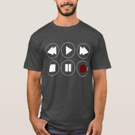 White Rewind Play Fast Foward Tech Icons T-Shirt