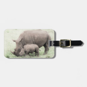 White Rhino & Baby Luggage Tag Gepäckanhänger