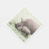 White Rhino & Baby Napkins Serviette (Ecke)