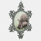 White Rhino & Baby Snowflake Ornament (Links)