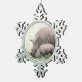 White Rhino & Baby Snowflake Ornament (Rechts)