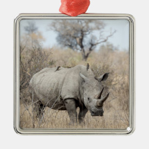 White Rhino Ornament Aus Metall