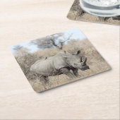 White Rhino Rechteckiger Pappuntersetzer (angewinkelt)