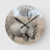 White Rhino Runde Wanduhr (Vorderseite)