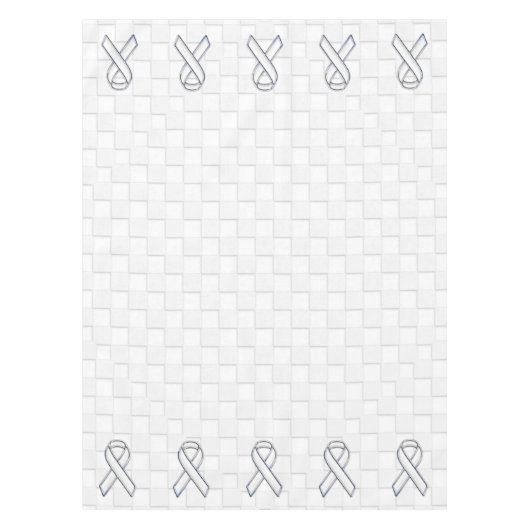 White Ribbon Awareness Checkers Style Tischdecke (Vorderseite)