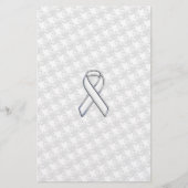 White Ribbon Awareness Hahnentrittmuster im Chrome Briefpapier (Vorderseite)