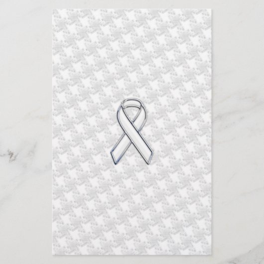 White Ribbon Awareness Hahnentrittmuster im Chrome Briefpapier (Vorderseite)