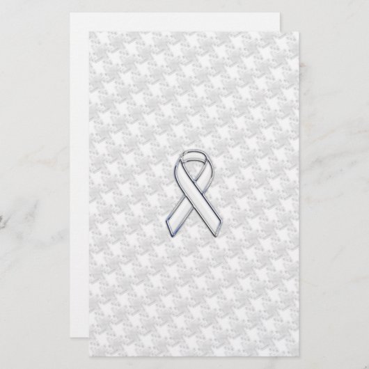 White Ribbon Awareness Hahnentrittmuster im Chrome Briefpapier (Vorne/Hinten)