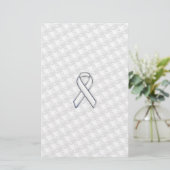 White Ribbon Awareness Hahnentrittmuster im Chrome Briefpapier (Stehend Vorderseite)