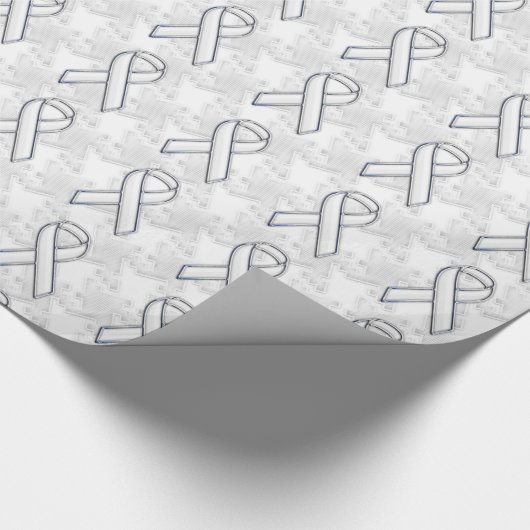 White Ribbon Awareness Hahnentrittmuster im Chrome Geschenkpapier (Ecke)