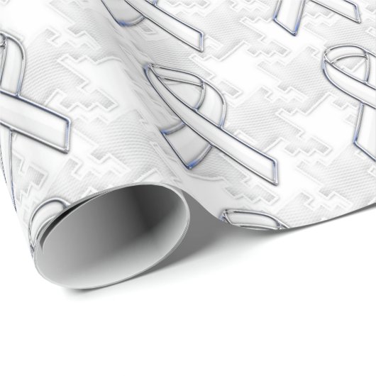 White Ribbon Awareness Hahnentrittmuster im Chrome Geschenkpapier (Rolleneckpunkt)