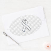 White Ribbon Awareness Hahnentrittmuster im Chrome Ovaler Aufkleber (Umschlag)
