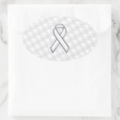 White Ribbon Awareness Hahnentrittmuster im Chrome Ovaler Aufkleber (Tasche)