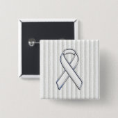 White Ribbon Awareness Stripes Button (Vorne & Hinten)