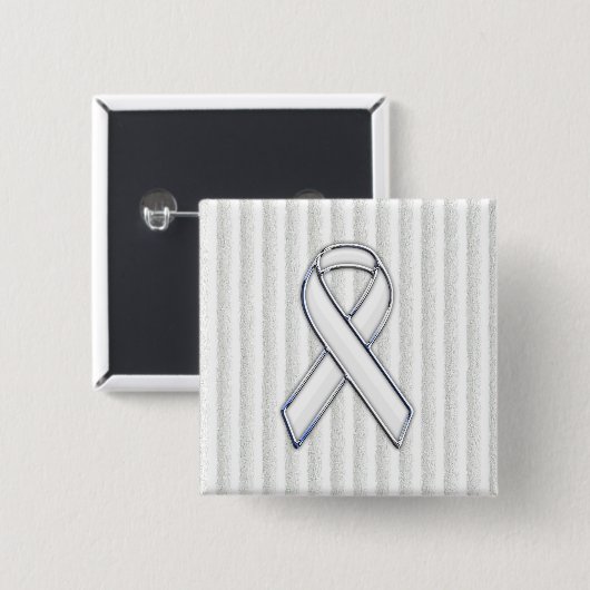 White Ribbon Awareness Stripes Button (Vorne & Hinten)