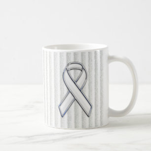 White Ribbon Awareness Stripes Kaffeetasse