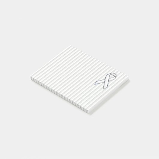 White Ribbon Awareness Stripes Post-it Klebezettel (angewinkelt)