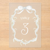 White Ribbon Baby's Breath Acrylic Table Number Acryleinladungen (Vorderseite)