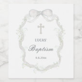 White Ribbon Baby's Breath Baptism Weinetikett (Einzelnes Label)
