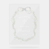 White Ribbon Baby's Breath Baptism Welcome Acrylschild (Vorderseite)