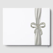 White Ribbon Diamond Bow Wedding Guestbook Gästebuch (Rückseite)