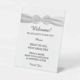 White Ribbon Diamond Unendlichkeit Hochzeitssicher Sockelschild