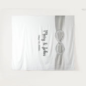 White Ribbon Diamond Unfinity Wedding Background Wandteppich (Vorderseite (Horizontal))