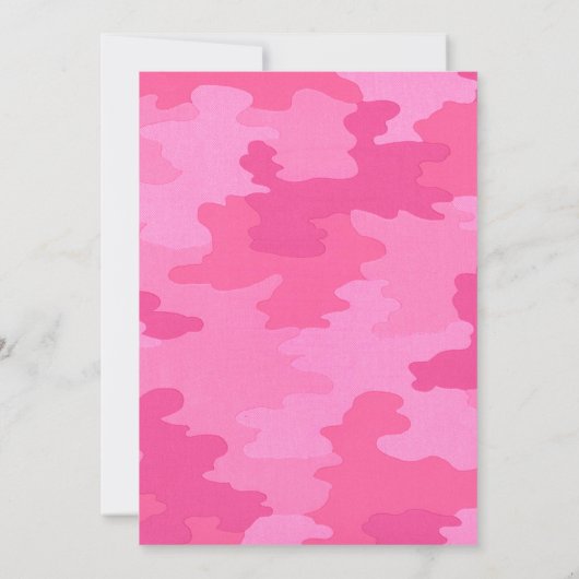 White Ribbon Pink Camouflage Abschluss Einladung (Rückseite)