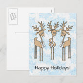 White Ribbon Rentier Feiertagspostkarte (Vorne/Hinten)