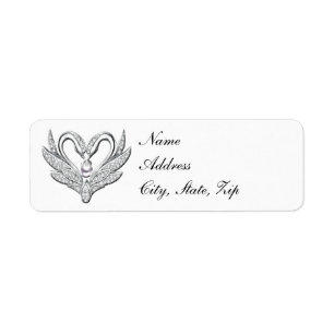 White Ribbon Silver Swans adressieren Labels