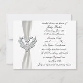 White Ribbon Silver Swans Bridal Dusche Einladung (Vorderseite)
