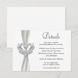 White Ribbon Silver Swans Hochzeitsdetails Begleitkarte