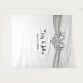 White Ribbon Silver Swans Hochzeitskugel Wandteppich (Vorderseite (Horizontal))