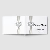 White Ribbon Silver Swans Wedding Gästebuch (Voll)