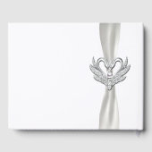 White Ribbon Silver Swans Wedding Gästebuch (Rückseite)
