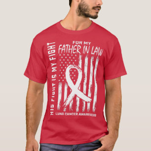White Ribbon Vater in Law Lung Cancer Awareness U T-Shirt