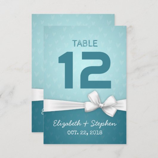 White Ribbon Wedding Place Tischnummer (Vorne/Hinten)