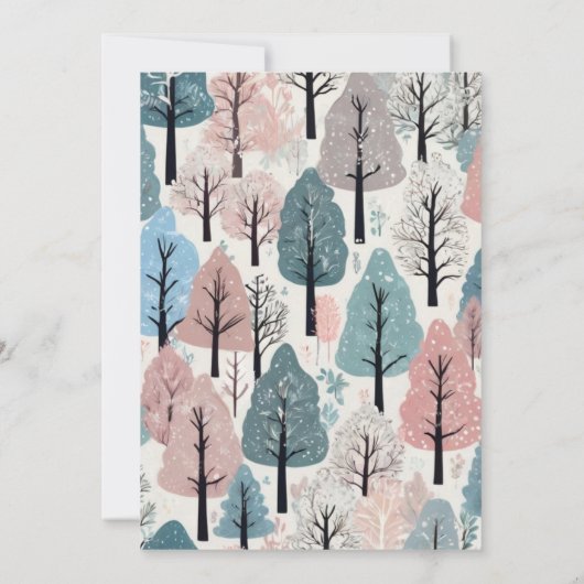 White Ribbon Winter Forest Snowflakes Babydusche Einladung (Rückseite)