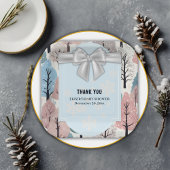 White Ribbon Winter Forest Snowflakes Babydusche Pappteller