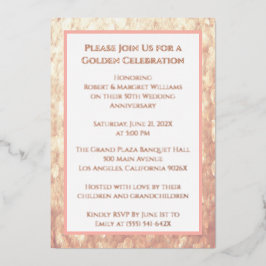 White Rings Rose Gold 50. Hochzeitstag Folieneinladung