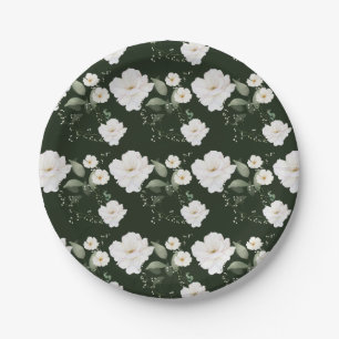 White Rock auf Black Floral Paper Tellers - Geschi Pappteller