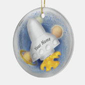 White Rocketship Keramik Ornament (Links)