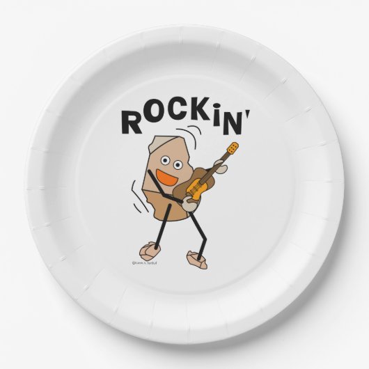 White Rockin' Guitar Pappteller (Vorderseite)