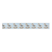 White Rocking Horse Blue Checkered Saddle Ripsband (Vorderseite)